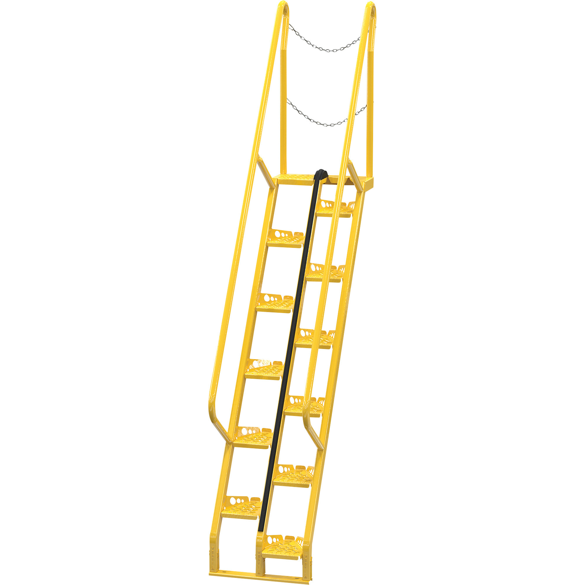 Vestil Alternating-Tread Stairs - 12 Steps, 56° Step Angle, Steel Construction, Safety Yellow, Model# ATS-7-56